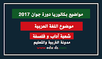 موضوع اللغة العربية بكالوريا 2017 - آداب و فلسفة - BAC 2017 1