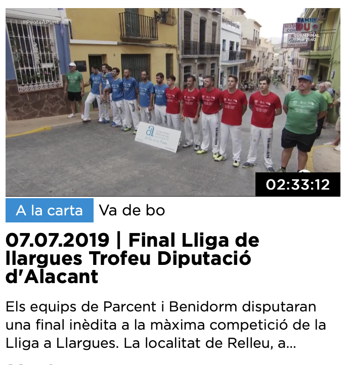 20190706-RELLEU-VIDEO-Final de lliga a llargues -Trofeu Diputació d'Alacant 2019-RELLE