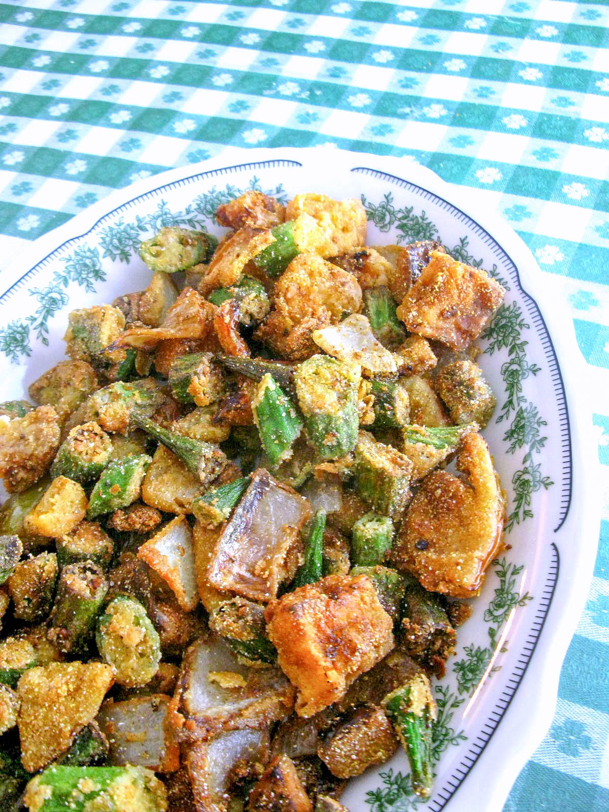 Fried Okra and Green Tomato Combo