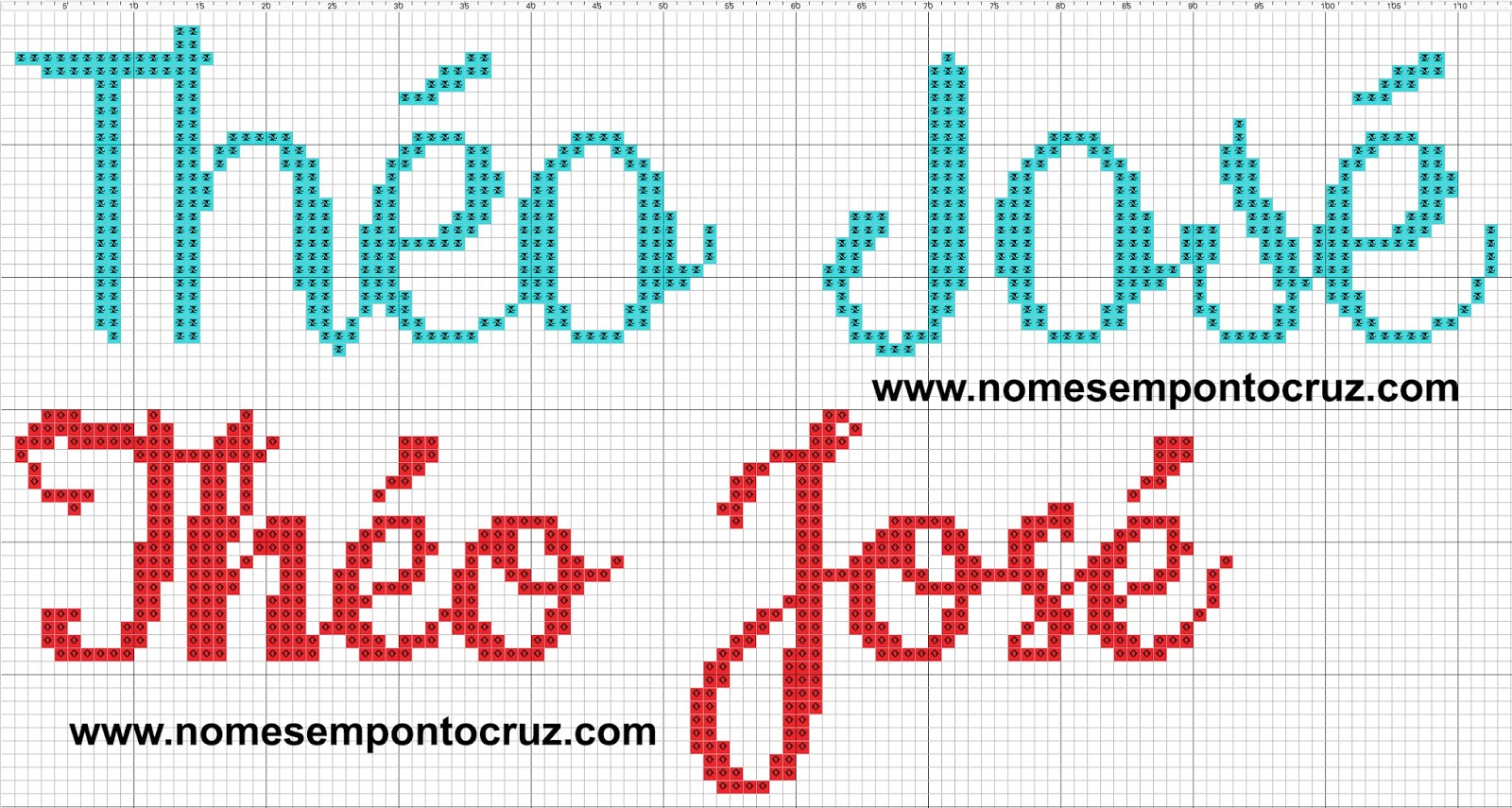 Gráficos de Nomes em Ponto Cruz: Nome Théo José em Ponto Cruz