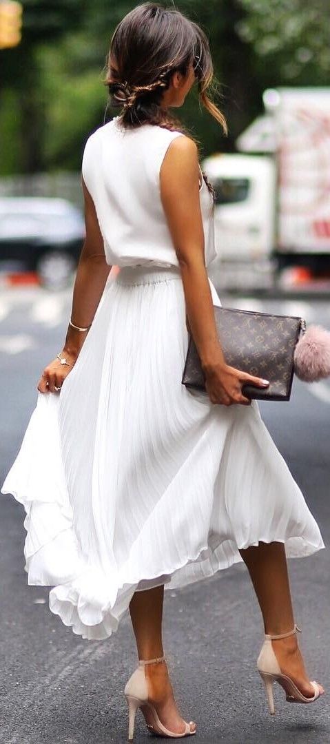 how to style white midi skirt
