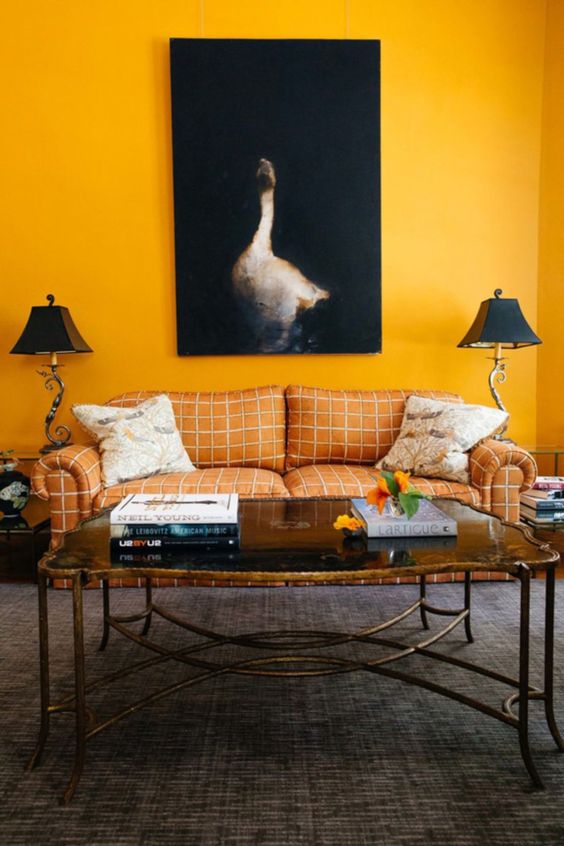 Bright Yellow Living Room Walls We Love / Home Decor & Weddings