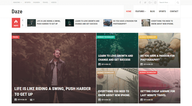 Daze news blogger template 2016