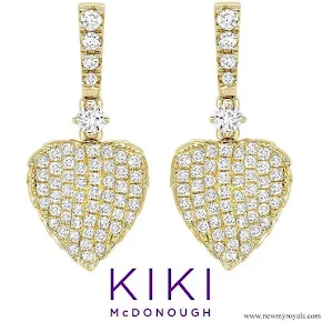 Kate Middleton wearing her KIKI McDonough Lauren Yellow Gold Diamond Pave Leaf Earrings