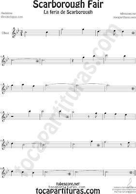 Partitura la feria de scarborough de Oboe Sheet Music for Oboe Music Score Scarborouh Fair