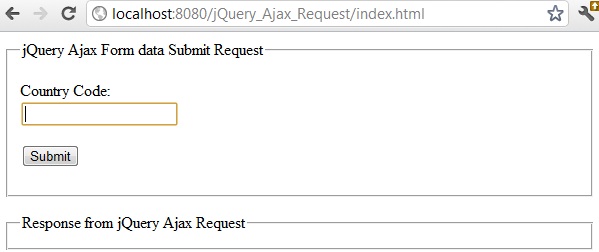 jQuery AJAX request and response tutorial using Java Servlets