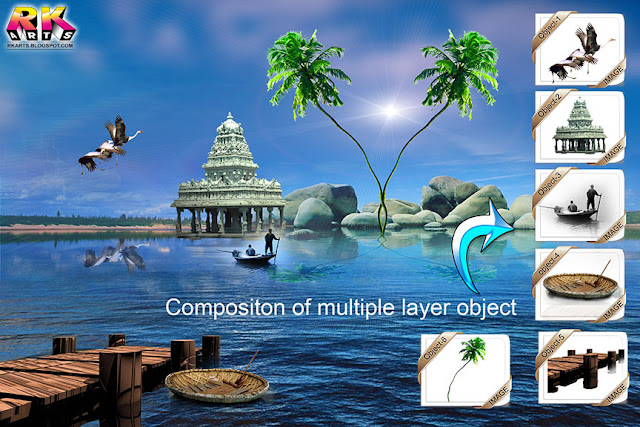 composition of multiple layer in Photoshop