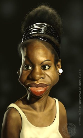 Caricatura de Nina Simone por Santos Palacios Una de las mejores voces femeninas de la historia. Música