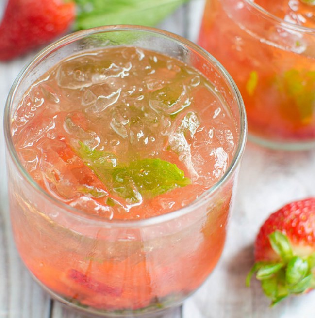 Strawberry Basil Bourbon Smash