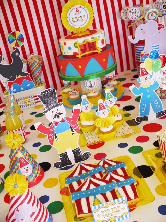 Big Top Circus Carnival Inspired Birthday Party Ideas and desserts table