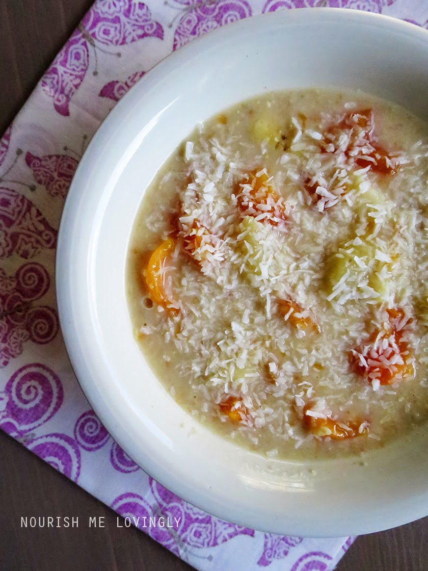 Nourish me lovingly Papaya and banana porridge with coconut