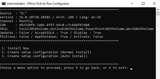 Instructions for installing and activating Office 2019 Volume License