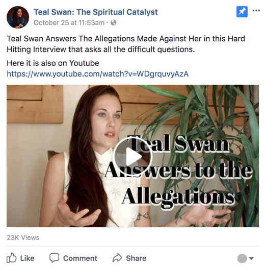 FACT CHECK: "Teal Swan Answers to the Allegations" .
