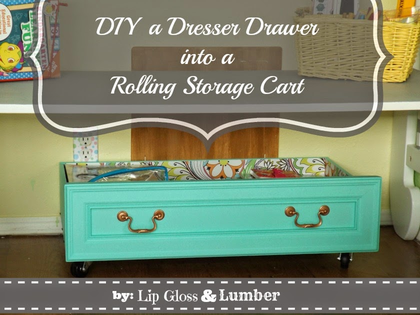 DIY a Dresser Drawer into a Rolling Storage Cart by Lip Gloss and Lumber #DIY #Repurposed #ModPodgeRocks