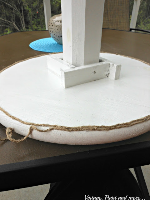 Vintage, Paint and more... wrapping a table top with twine