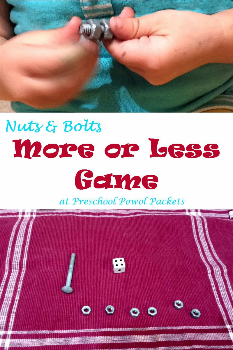 Preschool Math Nuts & Bolts More or Less Game Preschool Powol Packets