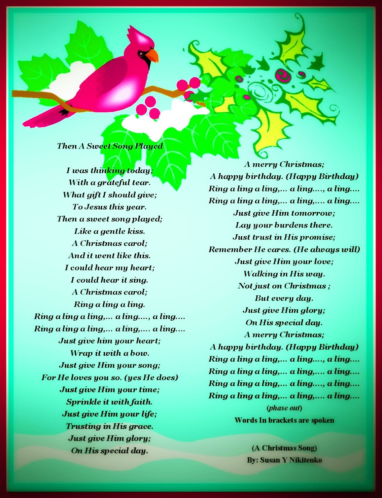 Christian Images In My Treasure Box Christmas Poem Poster