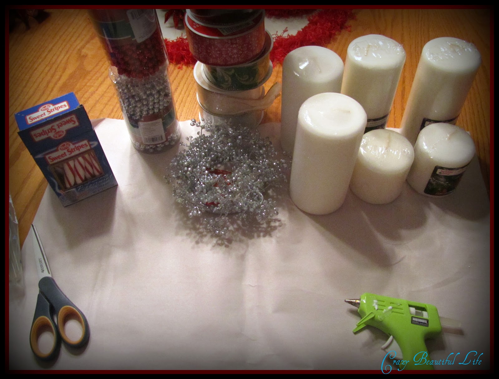 Glitter Glue and Paint Holiday Candle Decor