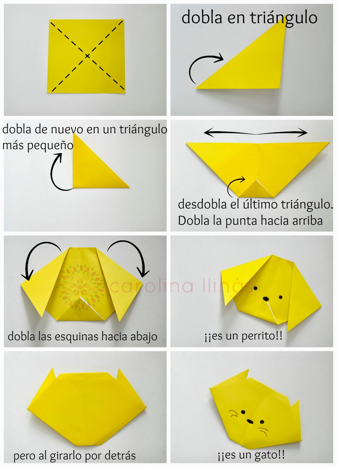 Artividades Perros y Gatos Origami para niños