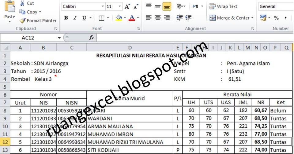 Mengecek Ketuntasan Belajar dengan Fungsi IF Microsoft Excel