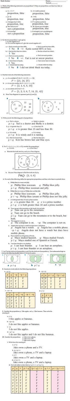 Logic Worksheet 8th Grade