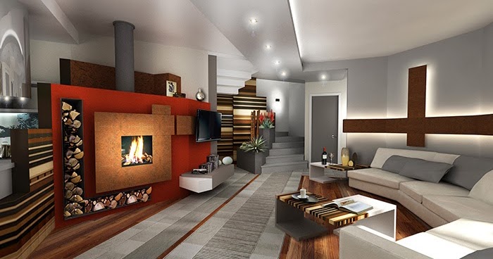 Sala de estar con chimenea - Salas con estilo