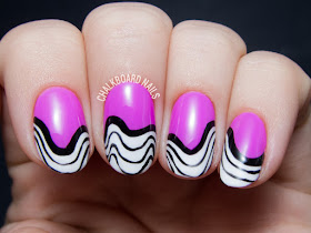 Wavy freehand gel nail art by @chalkboardnails