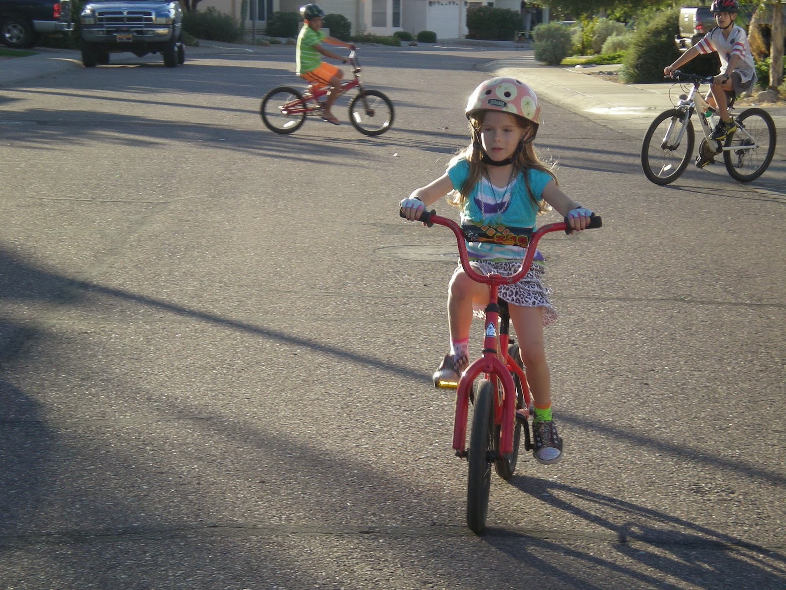 4th Grade & Kindergarten Riding Her Bike No Training Wheels