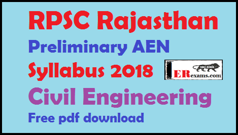 RPSC Preliminary AEN Syllabus 2018 Civil Engineering Free pdf download