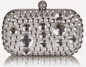 KCMODE Ladies Vintage Ivory Sparkly Crystals Satin Evening Clutch Bag