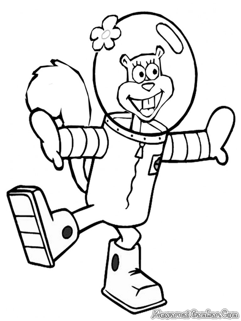 Mewarnai Gambar Sandy Cheeks Si Tupai | Mewarnai Gambar