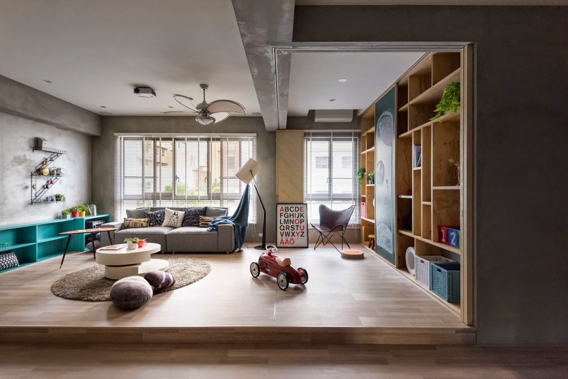 The home was designed by hao interior design in 2015 and covers an area of 1485 square feet outer space for kids