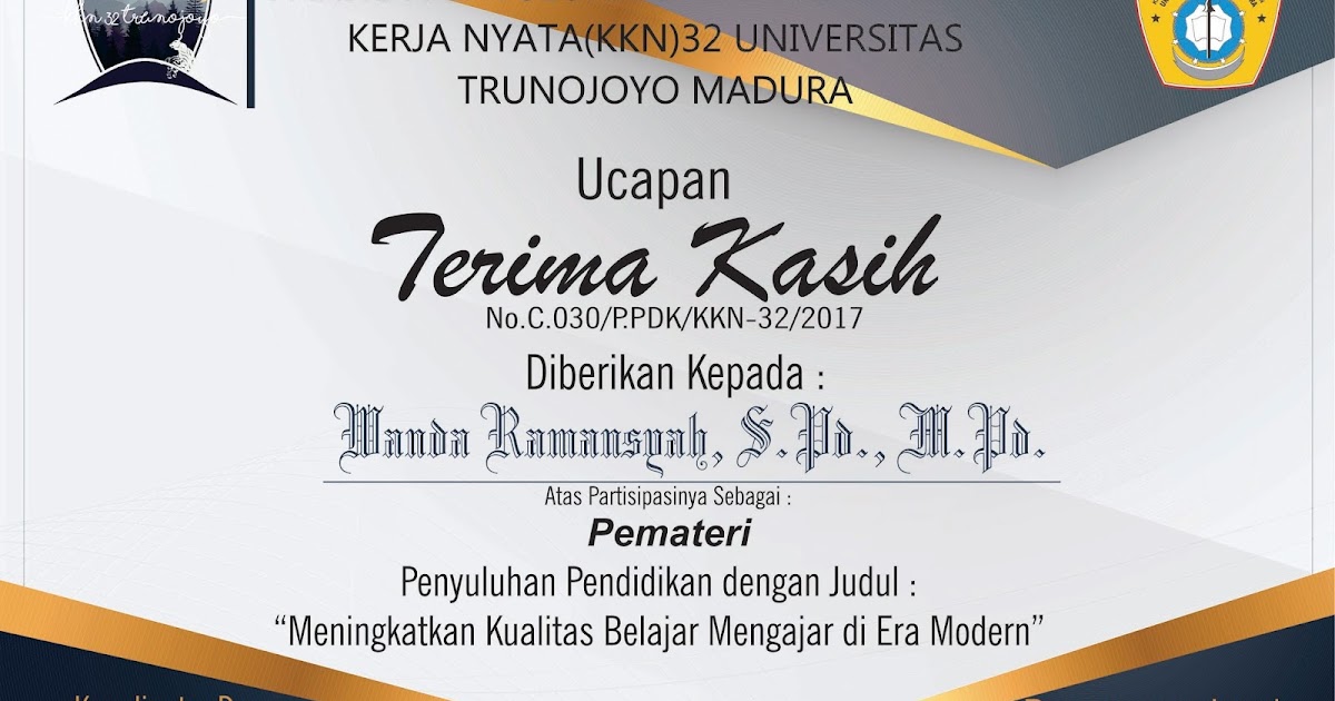 Piagam Ucapan Terima Kasih Berbagi Informasi