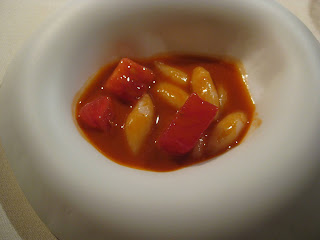 San Sebastian - Mugaritz - scarlet prawn with rice pasta