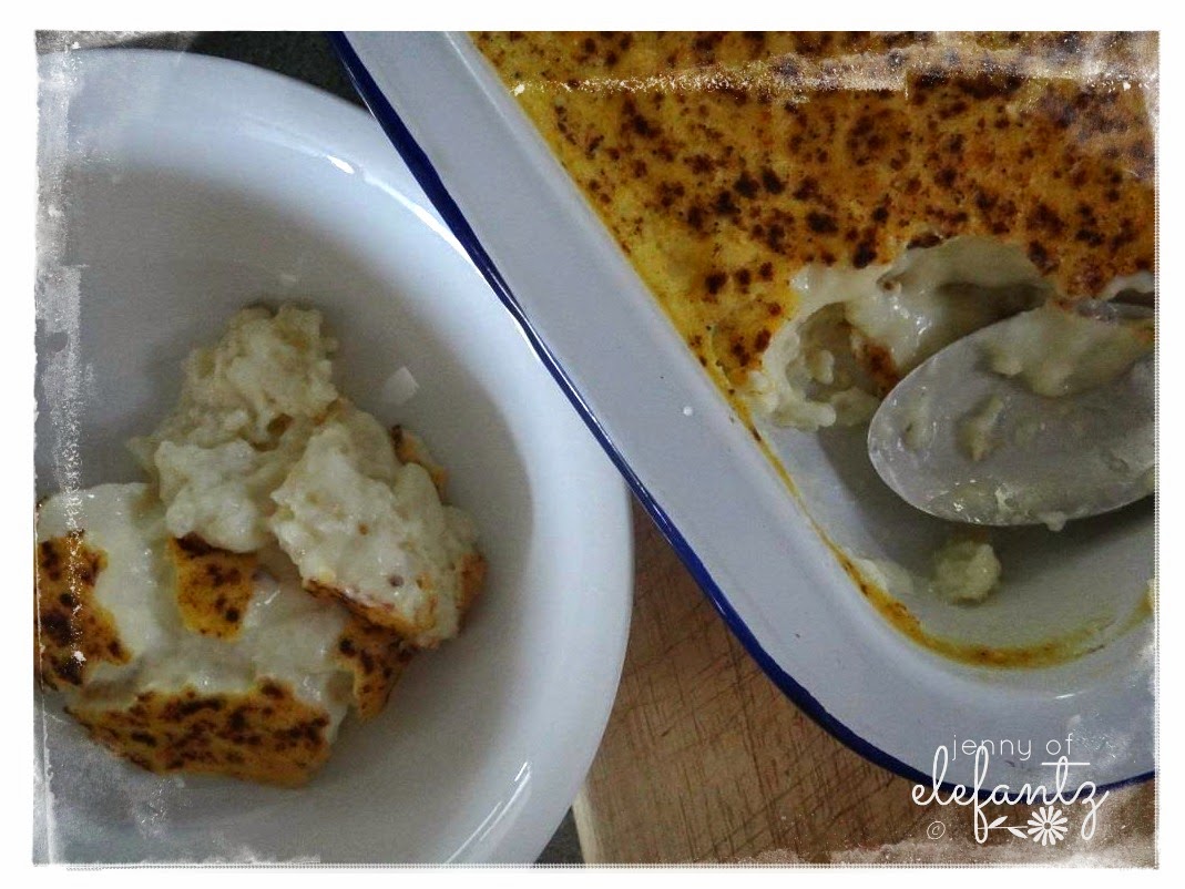 Jenny of ELEFANTZ Nana's baked rice custard, and enamelware...