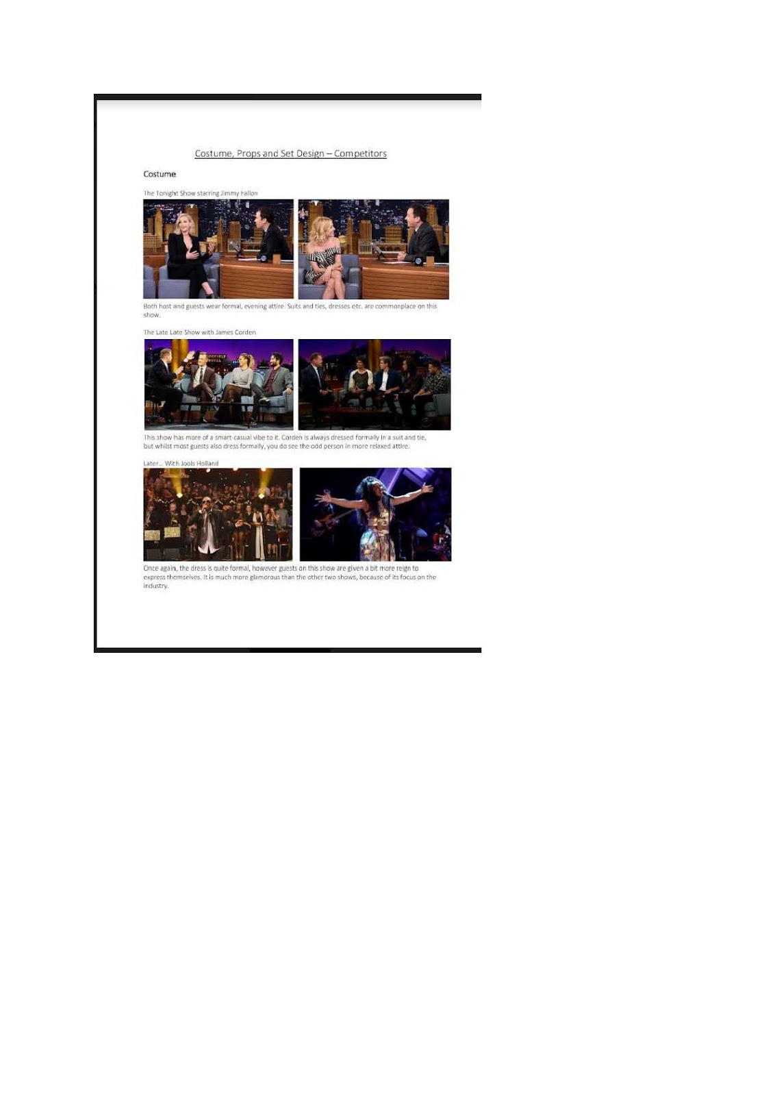 Costume, Prop and Set