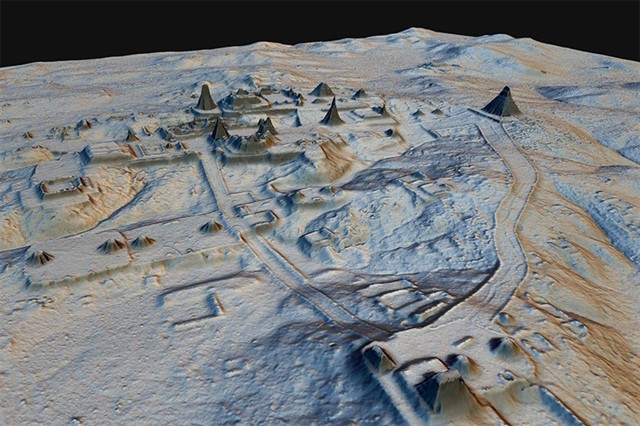 Vista de la ciudad maya de Tikal (Petén, Guatemala) a través del uso de Lidar. Foto: American Association for the Advancement of Science