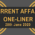 Current Affairs One-Liner: 28th June 2020