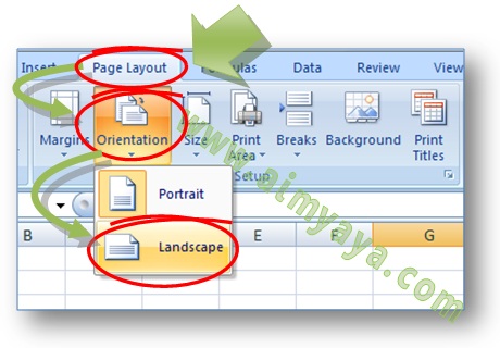 Gambar: Cara merubah orientasi kertas landscape atau portrait dengan cepat dan mudah di Microsoft Excel
