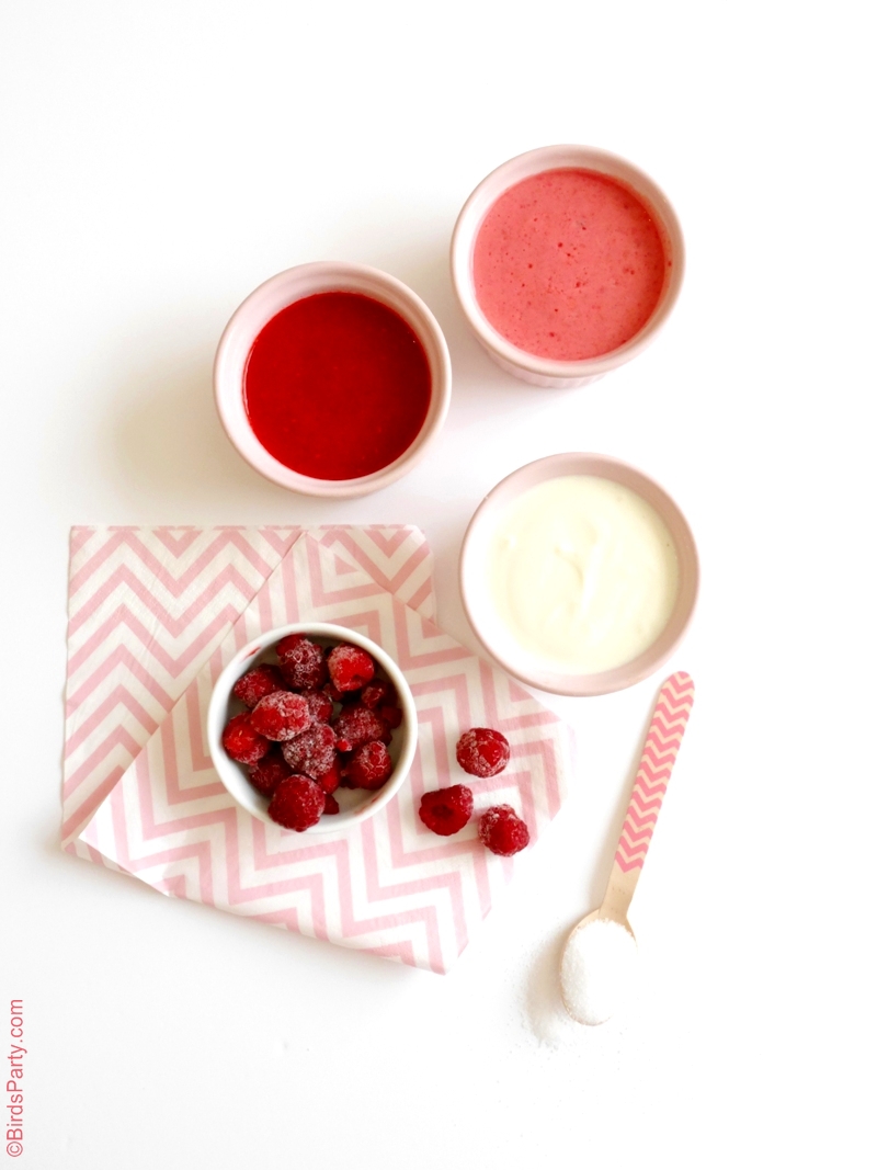Raspberry & Yogurt Ombré Popsicles Recipe - BirdsParty.com