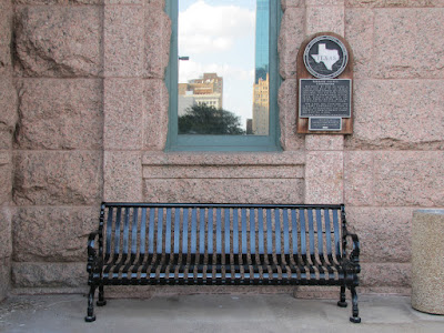 Empty bench at County Courthouse