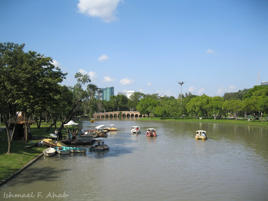 Boats on the lake of Chatuchak Park
