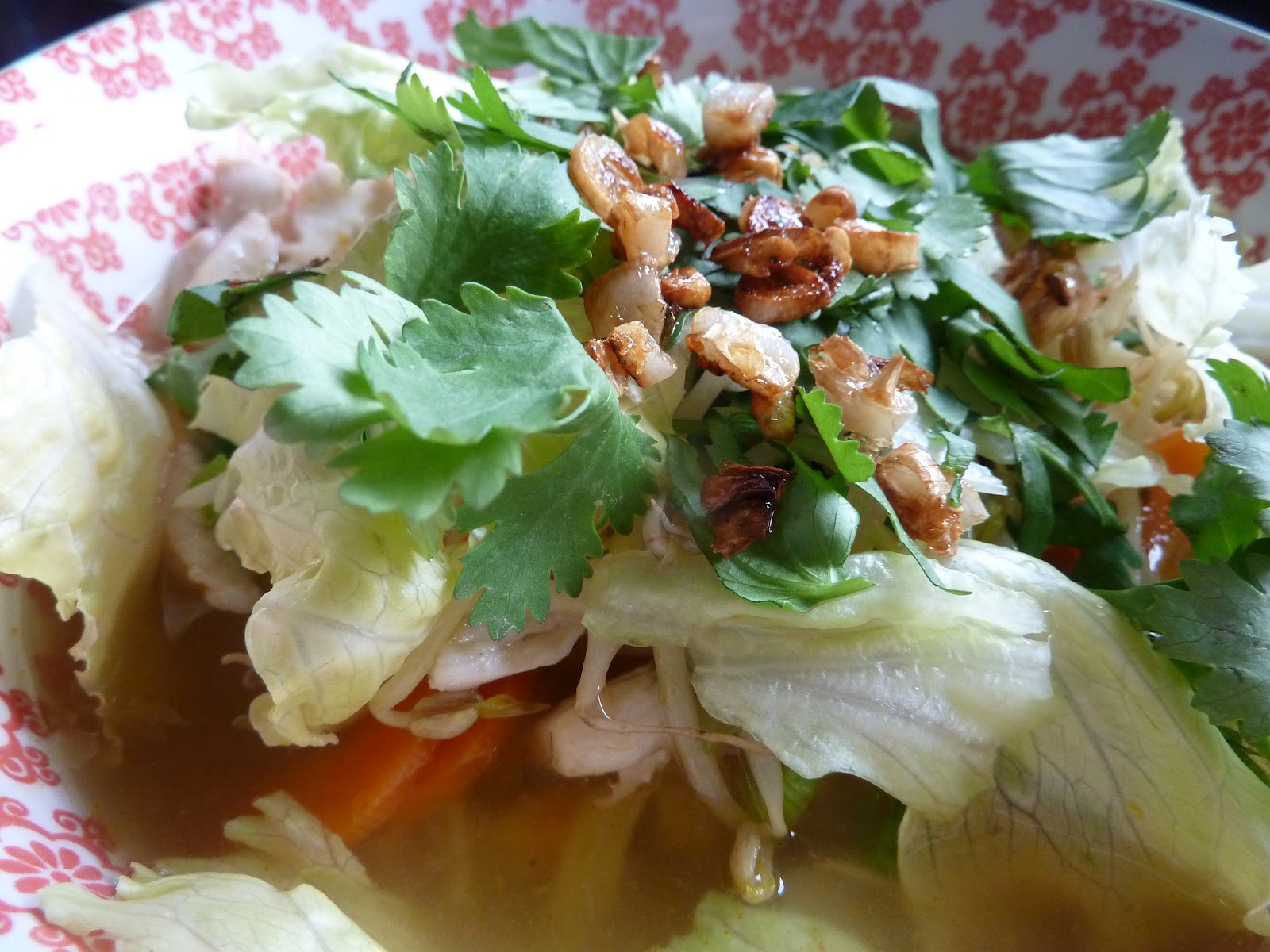 Überall &amp; Nirgendwo: Asia Nudelsuppe mit Salat und Hühnchen