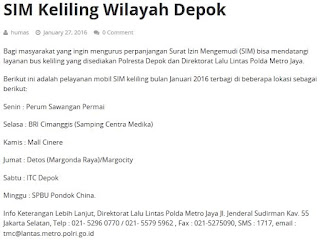 sim keliling depok