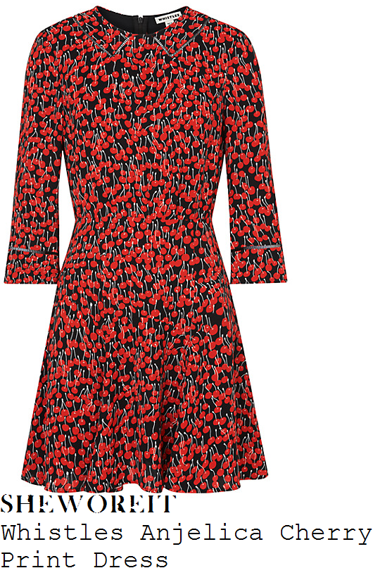 holly-willoughy-whistles-anjelica-bright-red-black-and-white-cherry-print-three-quarter-sleeve-ladder-embroidery-detail-fit-and-flare-skater-mini-dress