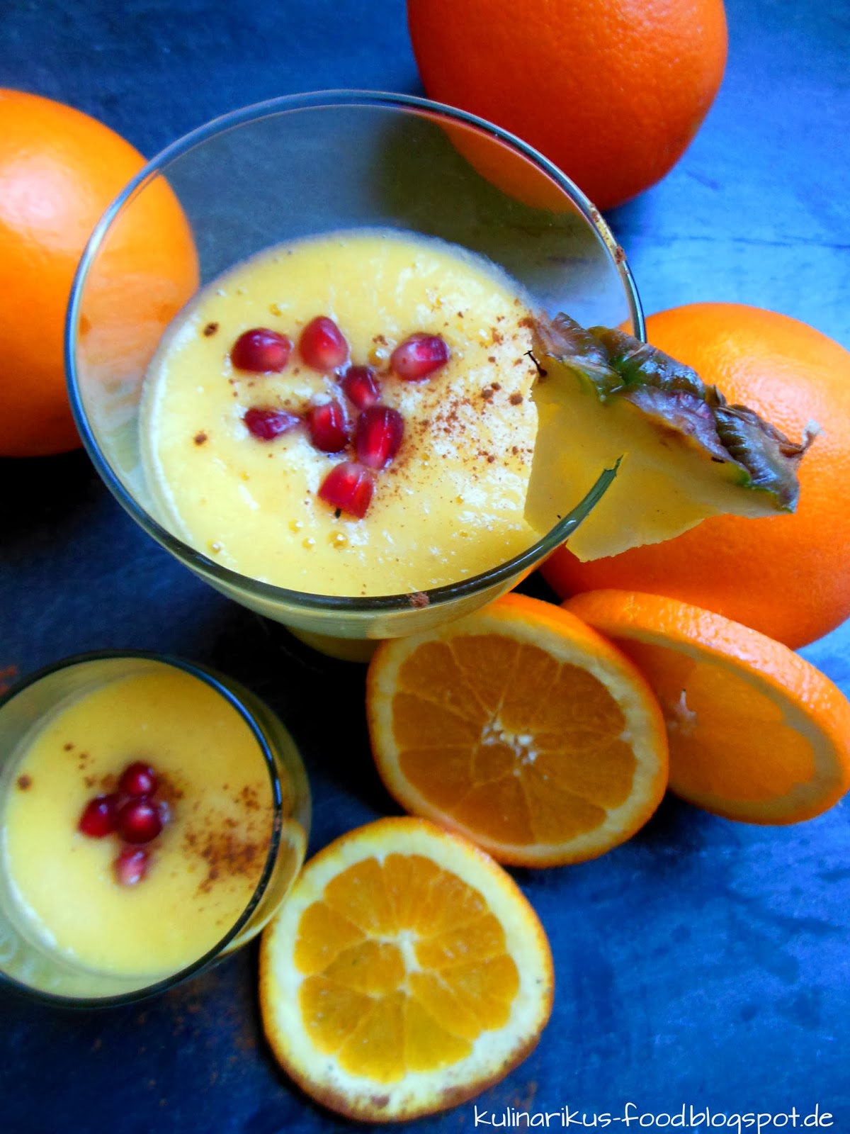 Kulinarikus: Orangen-Ananas-Smoothie mit Ingwer und Granatapfel
