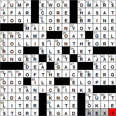 New York Times Crossword Answer - Oct 1, 2014