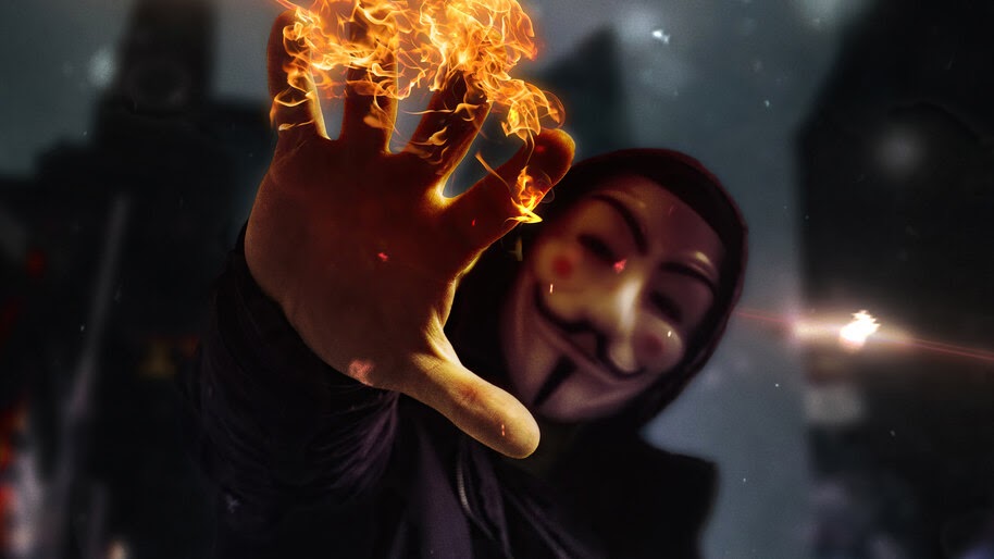 Anonymous, Mask, Burning, Hand, 4K, #6.1056