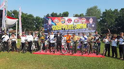 Ratusan Goweser Komunitas Pesepeda Bersama Anggota Polisi Ikuti Gowes Bareng Polres Lampung Timur.