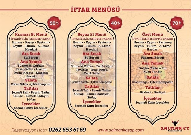 SALMAN ET KASAP IZGARA KOCAELİ İFTAR MENÜSÜ Mekan Arama Motoru NE